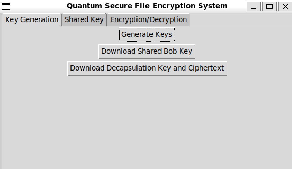 QSFES desktop interface for ML-KEM key generation